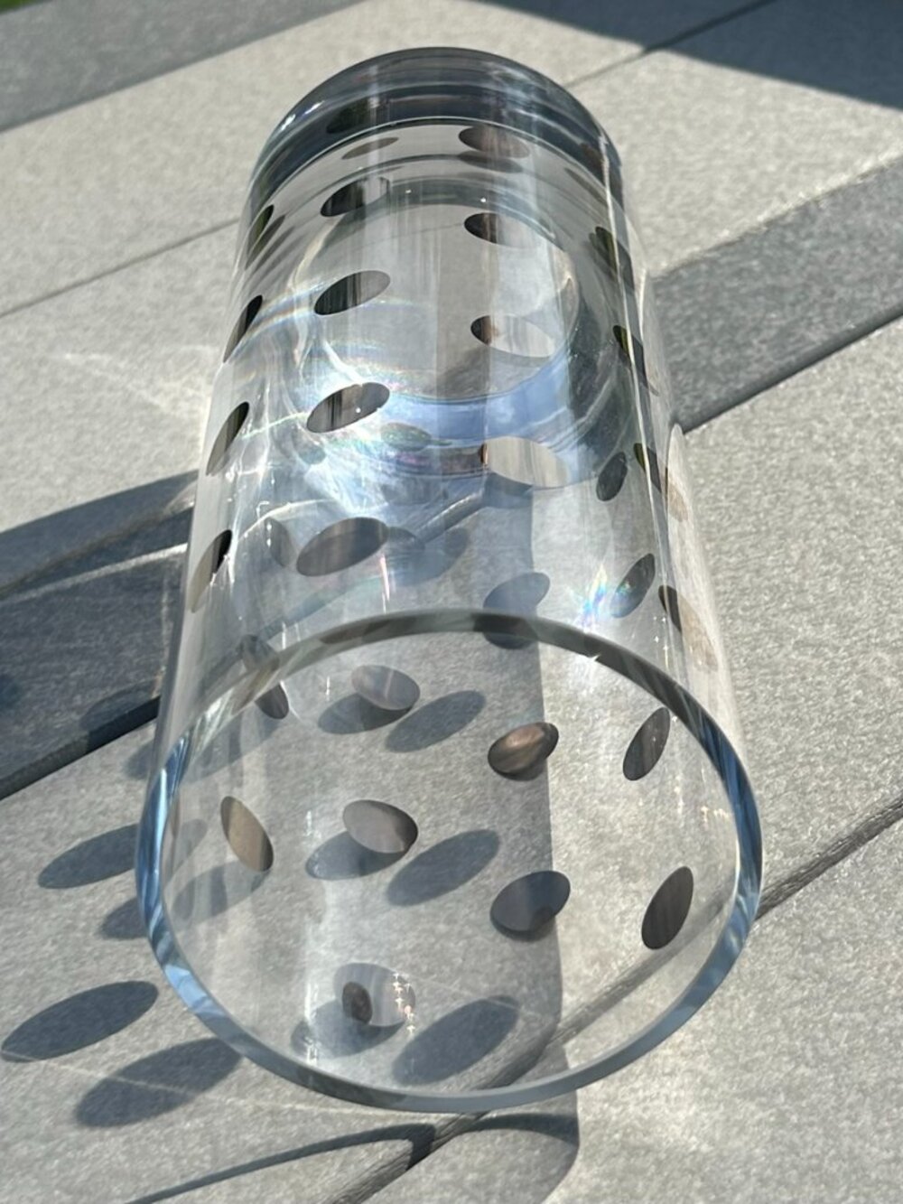 KATE SPADE NEW YORK Pearl Place Crystal Platinum polkadot Cylinder Vase Like new - Picture 8 of 8